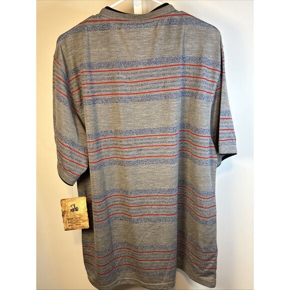 NEW Denim & Rivets T Shirt Mens 2X Striped V-Neck Casual Gray/red/Blue - Picture 5 of 5